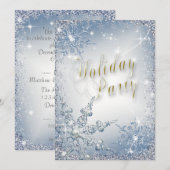 Elegant Snowflakes Blue Ice Holiday Party Uitnodig Kaart (Voorkant / Achterkant)