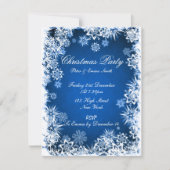 Elegant Snowflakes Blue Party Invitation Kaart (Voorkant)