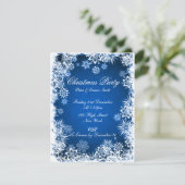 Elegant Snowflakes Blue Party Invitation Kaart (Staand voorkant)