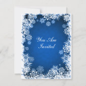 Elegant Snowflakes Blue Party Invitation Kaart (Achterkant)