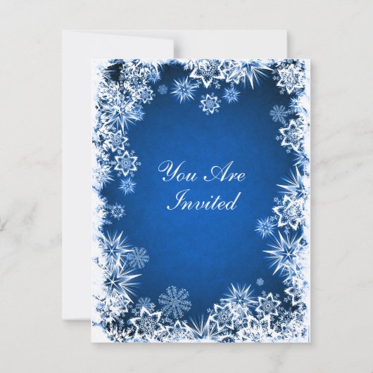 Elegant Snowflakes Blue Party Invitation Kaart (Achterkant)
