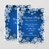 Elegant Snowflakes Blue Party Invitation Kaart (Voorkant / Achterkant)