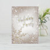 Elegant Snowflakes Bronze Mist Holiday Party Kaart (Staand voorkant)