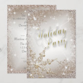 Elegant Snowflakes Bronze Mist Holiday Party Kaart (Voorkant / Achterkant)