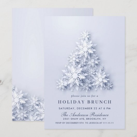 Elegant Snowflakes CHRISTMAS HOLIDAY BRUNCH Kaart (Voorkant / Achterkant)