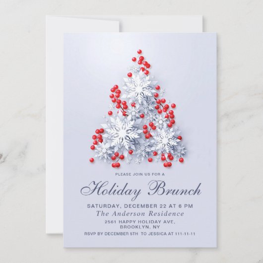 Elegant Snowflakes CHRISTMAS HOLIDAY BRUNCH Kaart (Voorkant)