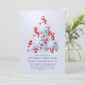 Elegant Snowflakes CHRISTMAS HOLIDAY BRUNCH Kaart (Staand voorkant)