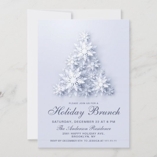 Elegant Snowflakes CHRISTMAS HOLIDAY BRUNCH Kaart (Voorkant)
