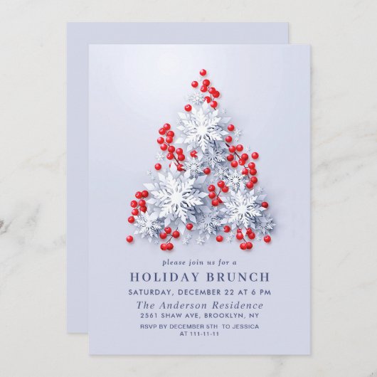Elegant Snowflakes CHRISTMAS HOLIDAY BRUNCH Kaart (Voorkant / Achterkant)
