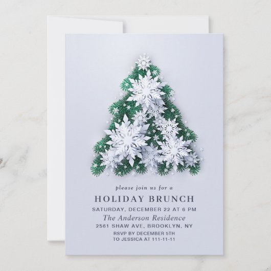 Elegant Snowflakes CHRISTMAS HOLIDAY BRUNCH Kaart (Voorkant)