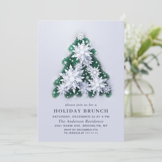 Elegant Snowflakes CHRISTMAS HOLIDAY BRUNCH Kaart