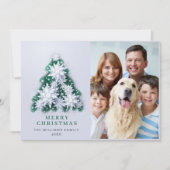 Elegant Snowflakes Christmas Tree Greeting 4 PHOTO Feestdagenkaart (Voorkant)