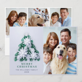 Elegant Snowflakes Christmas Tree Greeting 4 PHOTO Feestdagenkaart