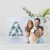 Elegant Snowflakes Christmas Tree Greeting 4 PHOTO Feestdagenkaart (Staand voorkant)