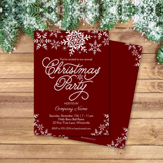 Elegant Snowflakes Company Kerstparty Kaart