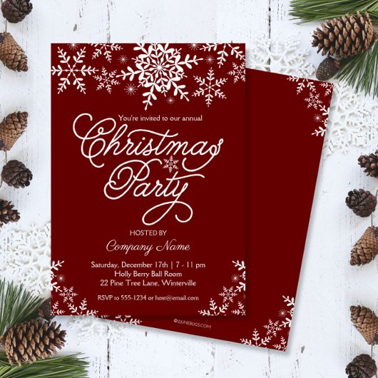 Elegant Snowflakes Company Kerstparty Kaart