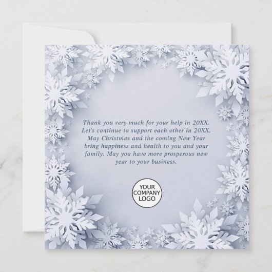 Elegant Snowflakes Corporate Kerstfeestdag Bedankkaart (Achterkant)