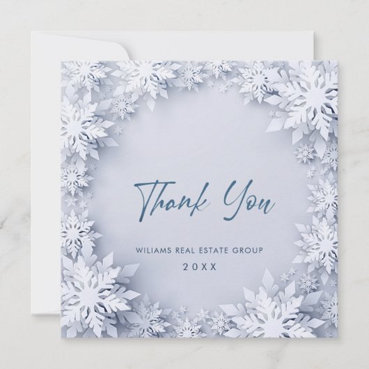 Elegant Snowflakes Corporate Kerstfeestdag Bedankkaart (Voorkant)