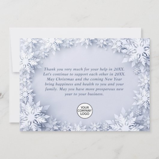 Elegant Snowflakes Corporate Kerstfeestdag Bedankkaart (Achterkant)