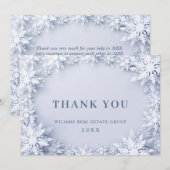 Elegant Snowflakes Corporate Kerstfeestdag Bedankkaart (Voorkant / Achterkant)