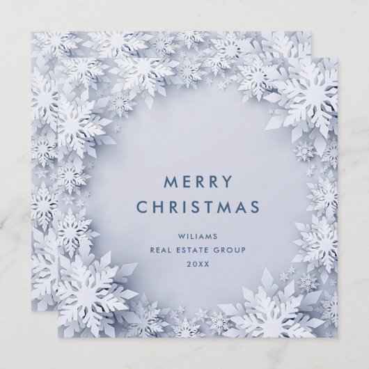 Elegant Snowflakes Corporate Kerstgroet Feestdagenkaart (Voorkant / Achterkant)