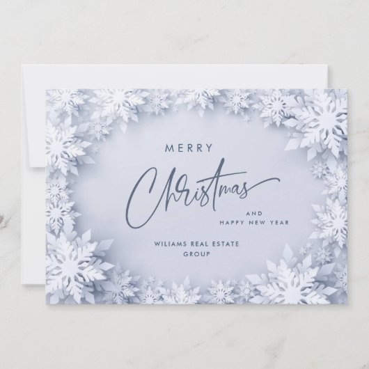 Elegant Snowflakes Corporate Kerstgroet Feestdagenkaart (Voorkant)