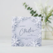 Elegant Snowflakes Corporate Kerstgroet Feestdagenkaart (Staand voorkant)