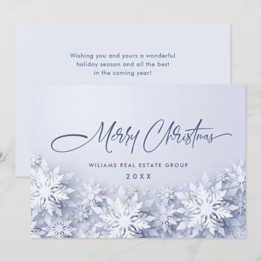 Elegant Snowflakes Corporate Kerstgroet Feestdagenkaart (Voorkant / Achterkant)