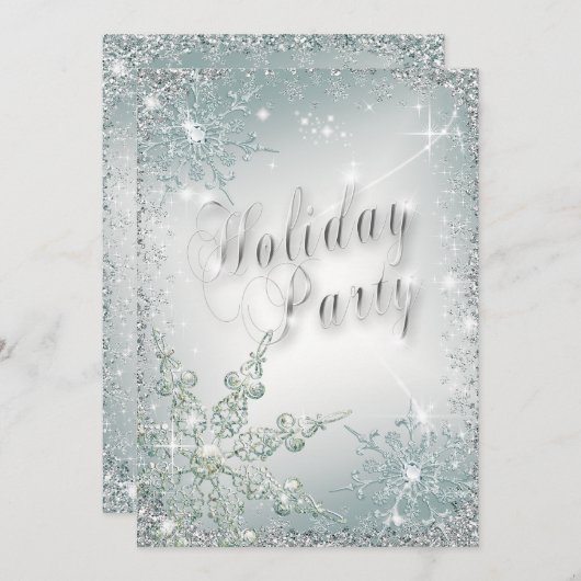 Elegant Snowflakes Dusty Blauwgroen Mist Holiday P Kaart (Voorkant / Achterkant)