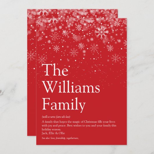 Elegant Snowflakes Family Definition Kerstmis Feestdagenkaart (Voorkant / Achterkant)