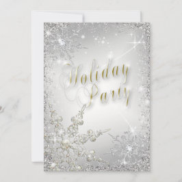 Elegant Snowflakes Gold Frost Holiday Kaart