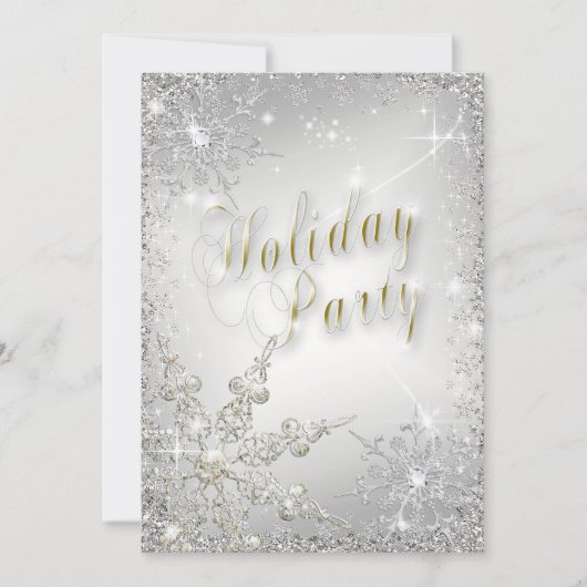 Elegant Snowflakes Gold Frost Holiday Kaart (Voorkant)