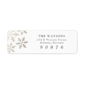 Elegant Snowflakes Gold Holiday Return Address Etiket (Voorkant)