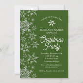 Elegant Snowflakes Green Company Kerstparty Kaart (Voorkant)