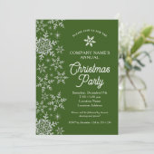 Elegant Snowflakes Green Company Kerstparty Kaart (Staand voorkant)