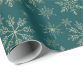 Elegant Snowflakes Green Wrapping Paper Cadeaupapier (Rol Hoek)