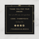 Elegant Snowflakes Hartelijk dank voor Modern Blac Vierkante Visitekaartje (Achterkant)