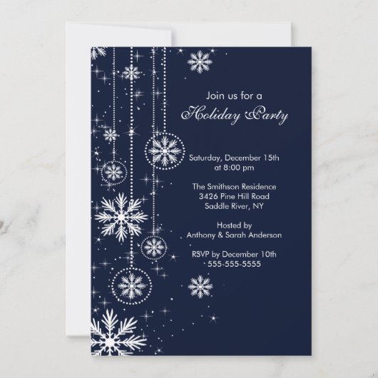 Elegant Snowflakes Holiday Party Uitnodiging (Voorkant)