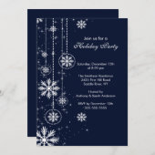 Elegant Snowflakes Holiday Party Uitnodiging (Voorkant / Achterkant)