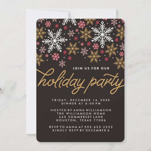 Elegant Snowflakes Holiday Party Uitnodiging (Voorkant)