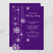 Elegant Snowflakes Holiday Party Uitnodiging (Voorkant / Achterkant)