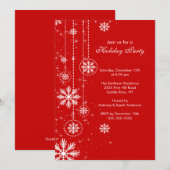 Elegant Snowflakes Holiday Party Uitnodiging (Voorkant / Achterkant)
