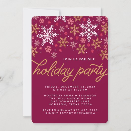 Elegant Snowflakes Holiday Party Uitnodiging (Voorkant)