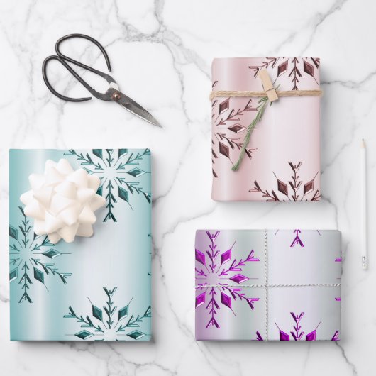 Elegant Snowflakes kerst Inpakpapier Vel (Voorkant)