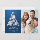 Elegant Snowflakes kerstboom 4 Foto Feestdagenkaart (Voorkant)