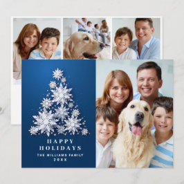 Elegant Snowflakes kerstboom 4 Foto Feestdagenkaart