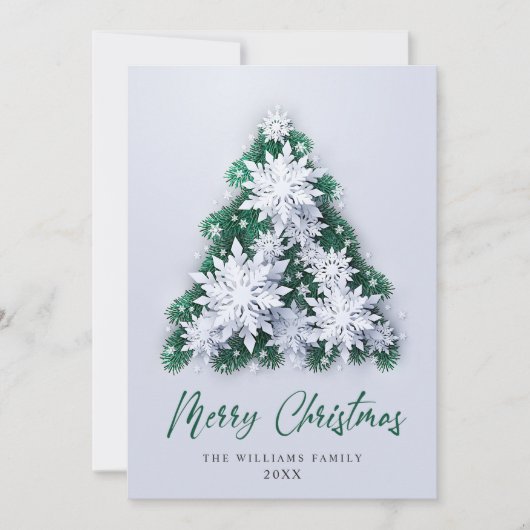 Elegant Snowflakes kerstboomgroet Feestdagenkaart (Voorkant)