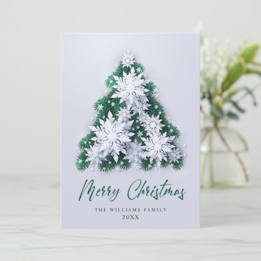 Elegant Snowflakes kerstboomgroet Feestdagenkaart (Staand voorkant)