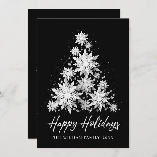 Elegant Snowflakes kerstboomgroet Feestdagenkaart (Voorkant / Achterkant)