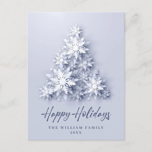 Elegant Snowflakes kerstboomvakantie-Kaart Briefkaart (Voorkant)